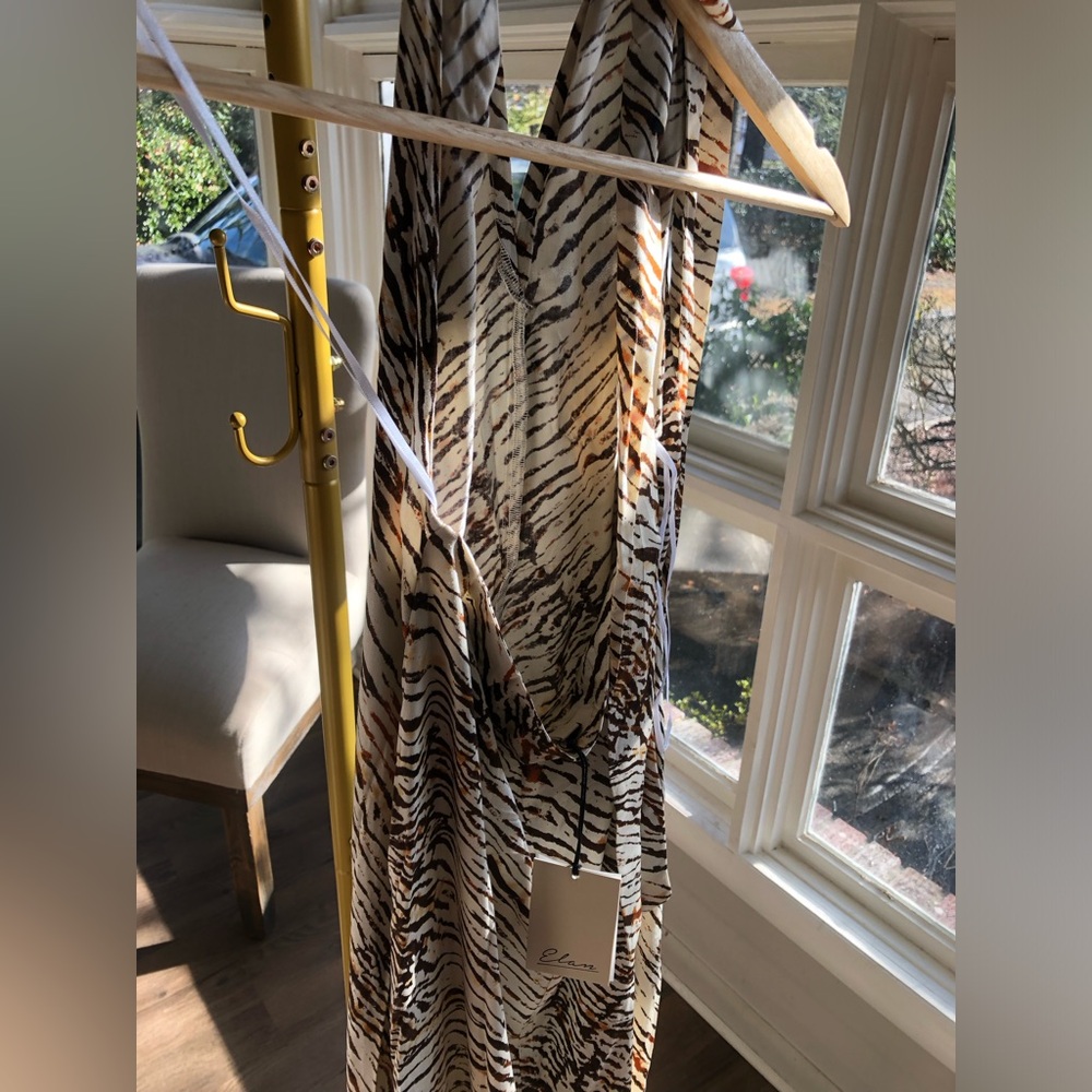 Elan Halter Maxi Dress in Neutral Animal Print - Picture 4 of 6